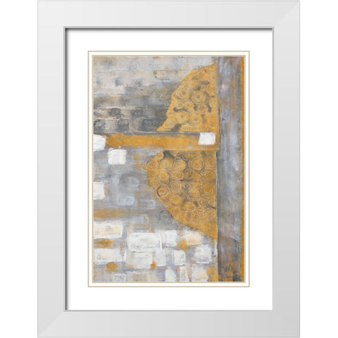 Golden Azteca I White Modern Wood Framed Art Print with Double Matting by Pattinian, Merri