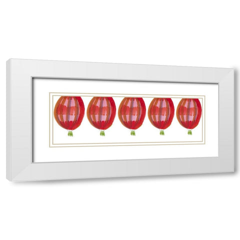Red Air Balloons White Modern Wood Framed Art Print with Double Matting by Del Sol, Ani