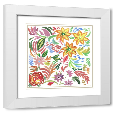 Flora Square I White Modern Wood Framed Art Print with Double Matting by Del Sol, Ani