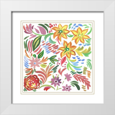 Flora Square I White Modern Wood Framed Art Print with Double Matting by Del Sol, Ani