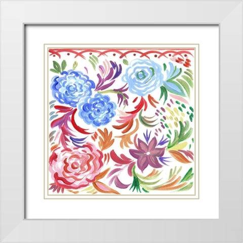 Flora Square II White Modern Wood Framed Art Print with Double Matting by Del Sol, Ani