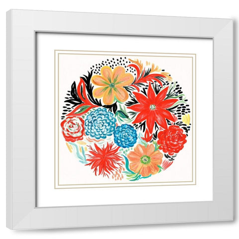Bright Floral Matisse Circle I White Modern Wood Framed Art Print with Double Matting by Del Sol, Ani