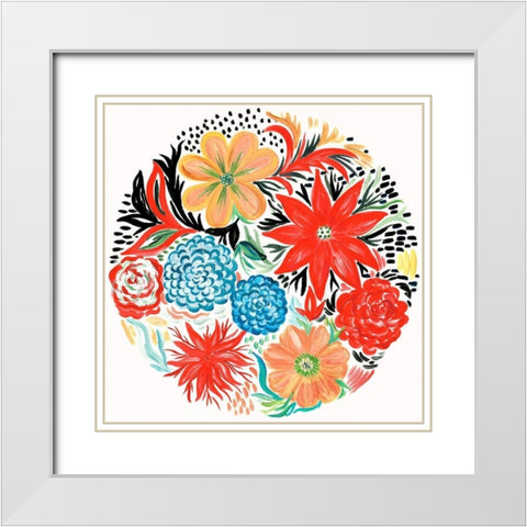 Bright Floral Matisse Circle I White Modern Wood Framed Art Print with Double Matting by Del Sol, Ani