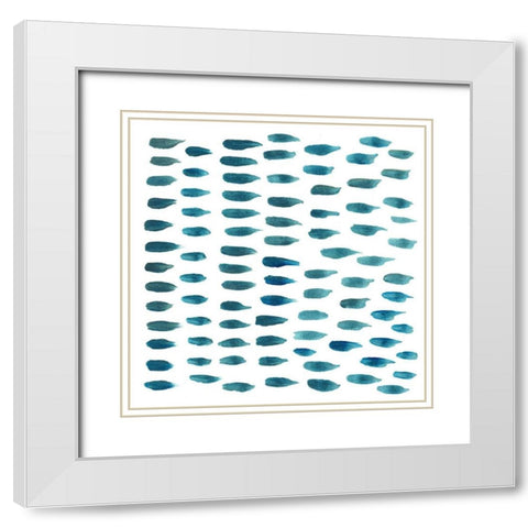 Green Dash Pattern White Modern Wood Framed Art Print with Double Matting by Del Sol, Ani