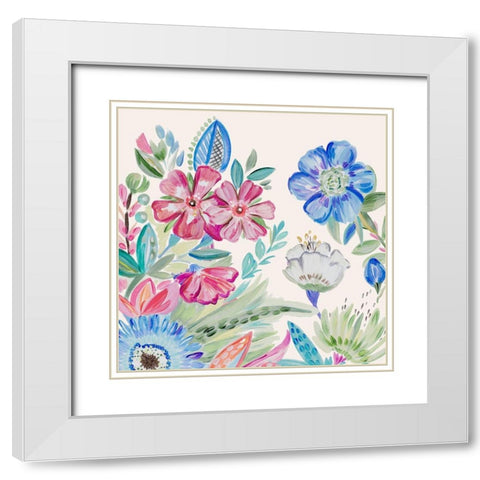 Spring Flower Garden III White Modern Wood Framed Art Print with Double Matting by Del Sol, Ani