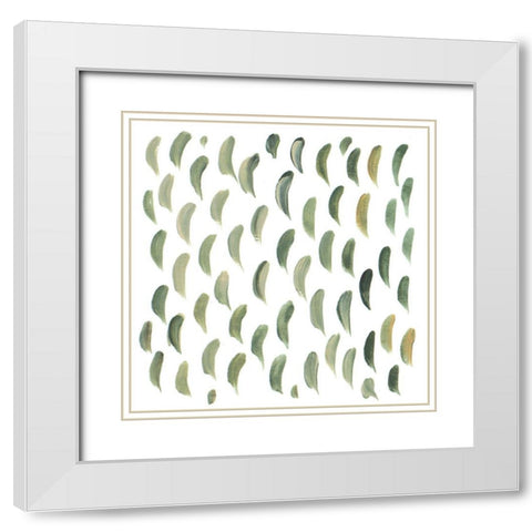 Green Down Dash Pattern White Modern Wood Framed Art Print with Double Matting by Del Sol, Ani