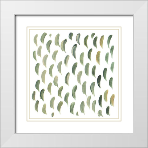 Green Down Dash Pattern White Modern Wood Framed Art Print with Double Matting by Del Sol, Ani