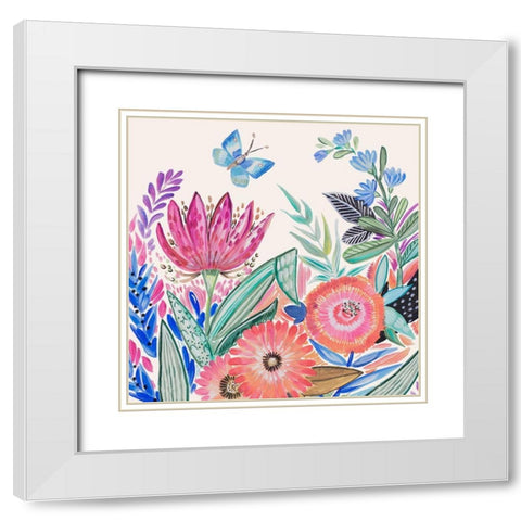Spring Flower Garden IV White Modern Wood Framed Art Print with Double Matting by Del Sol, Ani