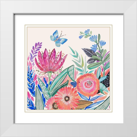 Spring Flower Garden IV White Modern Wood Framed Art Print with Double Matting by Del Sol, Ani