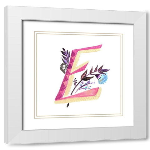 Monogram E White Modern Wood Framed Art Print with Double Matting by Del Sol, Ani