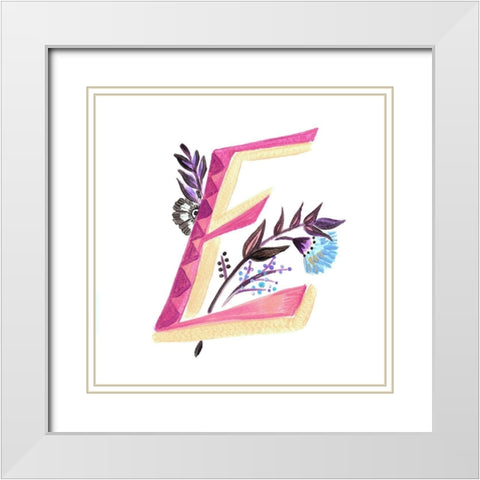 Monogram E White Modern Wood Framed Art Print with Double Matting by Del Sol, Ani