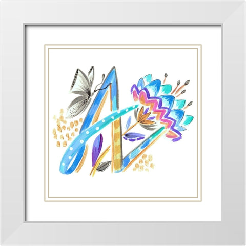 Monogram A White Modern Wood Framed Art Print with Double Matting by Del Sol, Ani