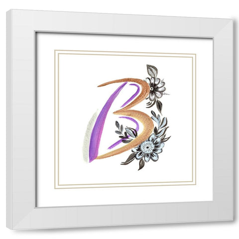 Monogram B White Modern Wood Framed Art Print with Double Matting by Del Sol, Ani