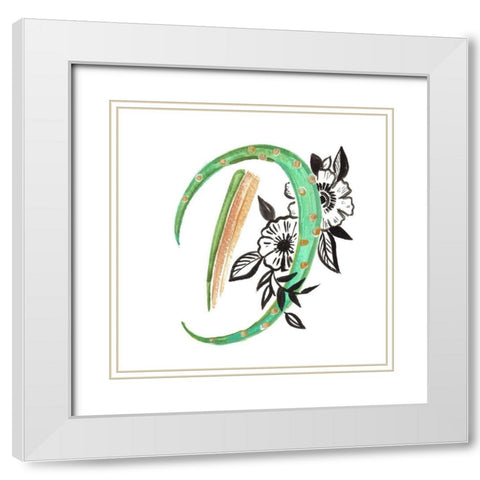 Monogram D White Modern Wood Framed Art Print with Double Matting by Del Sol, Ani
