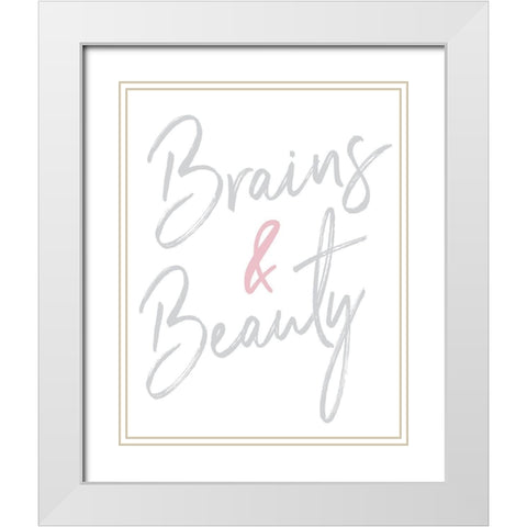 Brains And Beauty White Modern Wood Framed Art Print with Double Matting by Medley, Elizabeth