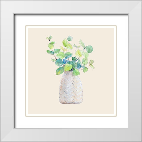 Decorative Potted Plant III White Modern Wood Framed Art Print with Double Matting by Loreth, Lanie