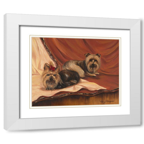 Terrier Couple White Modern Wood Framed Art Print with Double Matting by Hakimipour, Tiffany