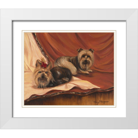 Terrier Couple White Modern Wood Framed Art Print with Double Matting by Hakimipour, Tiffany