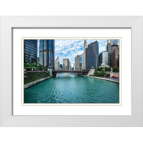 Chicago River View White Modern Wood Framed Art Print with Double Matting by Bill Carson Photography
