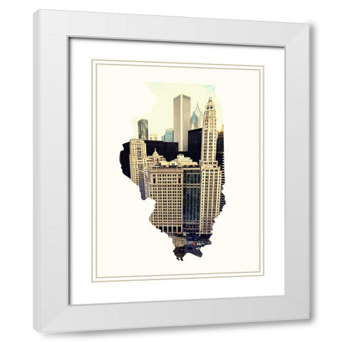 Chi Skyline White Modern Wood Framed Art Print with Double Matting by Bill Carson Photography