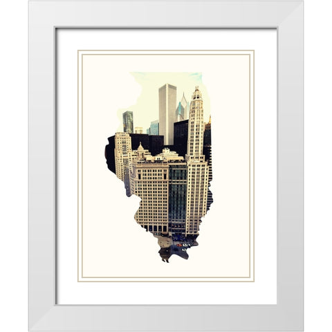 Chi Skyline White Modern Wood Framed Art Print with Double Matting by Bill Carson Photography