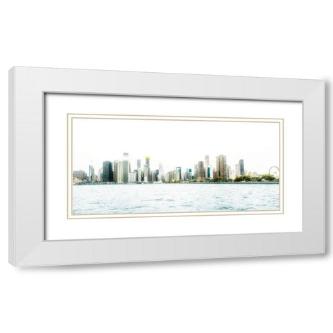 Chicago Coastline White Modern Wood Framed Art Print with Double Matting by Bill Carson Photography
