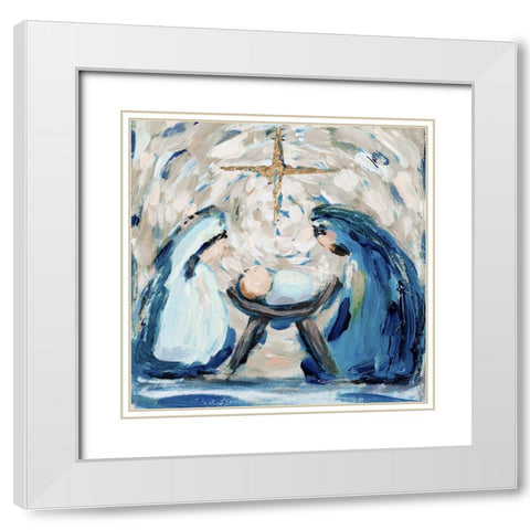 Let Us Adore Him White Modern Wood Framed Art Print with Double Matting by Hewitt, L.