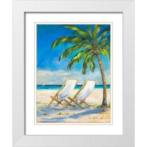 Beach View White Modern Wood Framed Art Print with Double Matting by DeRice, Julie