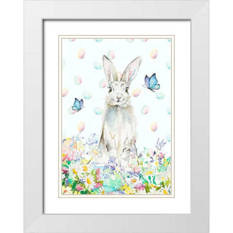 Tall Easter Bunny White Modern Wood Framed Art Print with Double Matting by Pinto, Patricia