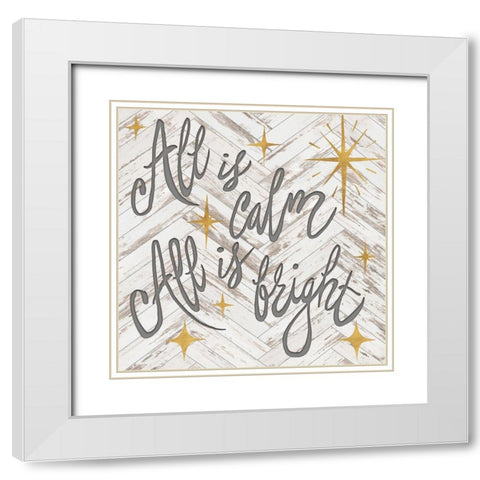 All is Calm All is Bright White Modern Wood Framed Art Print with Double Matting by Medley, Elizabeth