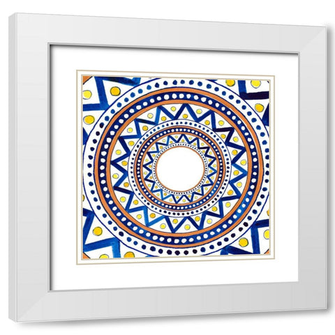 Italian Chevron Burst Tile White Modern Wood Framed Art Print with Double Matting by Pinto, Patricia