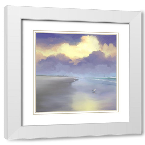 Peaceful Day on the Beach I White Modern Wood Framed Art Print with Double Matting by Meneely, Dan