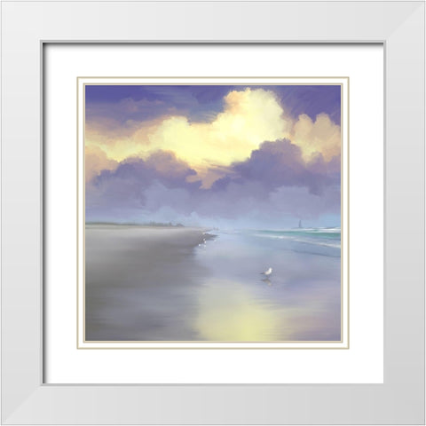 Peaceful Day on the Beach I White Modern Wood Framed Art Print with Double Matting by Meneely, Dan