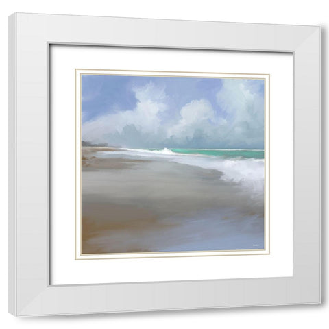 Peaceful Day on the Beach II White Modern Wood Framed Art Print with Double Matting by Meneely, Dan