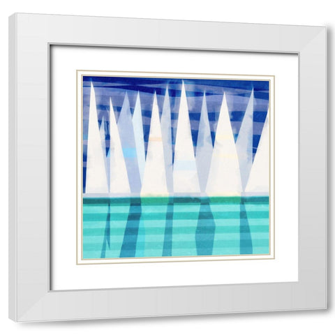 Sailing Day II White Modern Wood Framed Art Print with Double Matting by Meneely, Dan