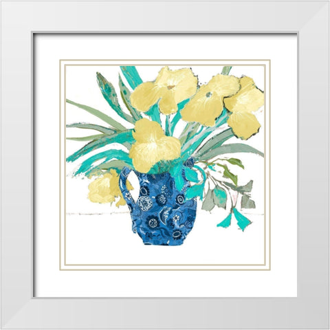 Yellow Springtime White Modern Wood Framed Art Print with Double Matting by Maria, Robin