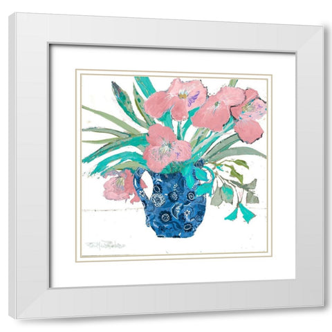 Pink Springtime White Modern Wood Framed Art Print with Double Matting by Maria, Robin