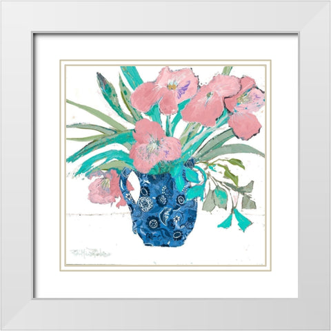 Pink Springtime White Modern Wood Framed Art Print with Double Matting by Maria, Robin