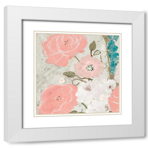 Springtime Roses White Modern Wood Framed Art Print with Double Matting by Maria, Robin