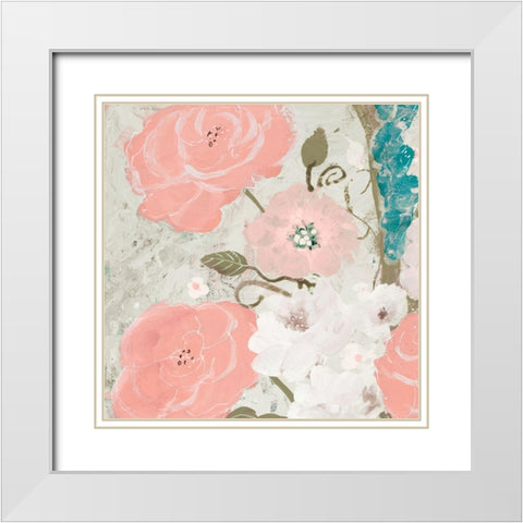 Springtime Roses White Modern Wood Framed Art Print with Double Matting by Maria, Robin