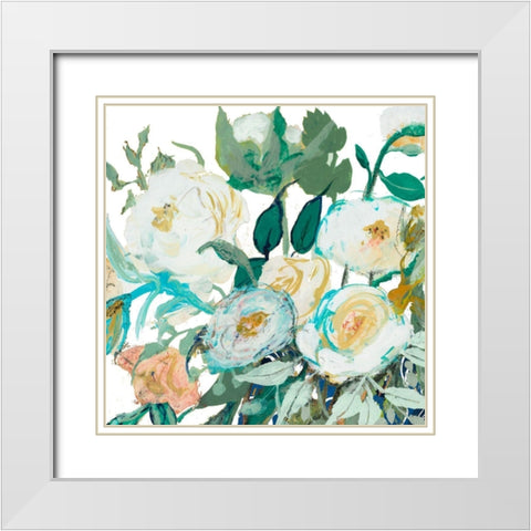 White Roses White Modern Wood Framed Art Print with Double Matting by Maria, Robin
