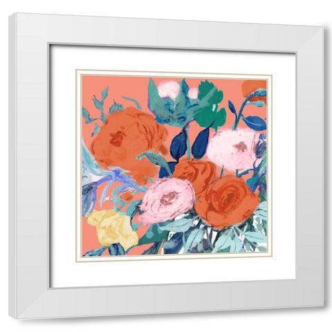 Bright Roses White Modern Wood Framed Art Print with Double Matting by Maria, Robin