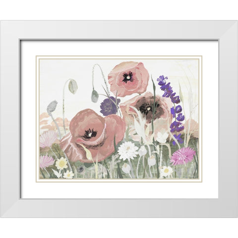 Victory Pink Poppies I White Modern Wood Framed Art Print with Double Matting by Maria, Robin