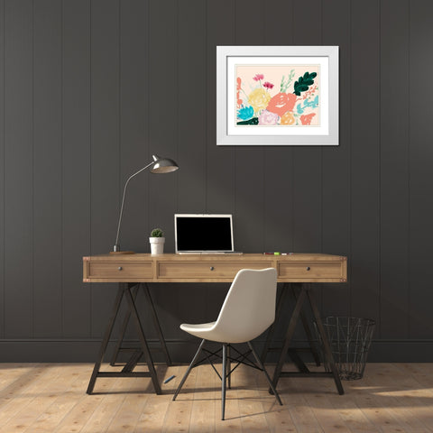 Bright Bursting Floral White Modern Wood Framed Art Print with Double Matting by Maria, Robin