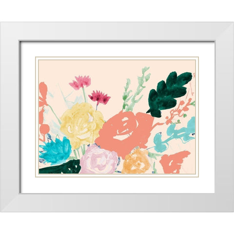 Bright Bursting Floral White Modern Wood Framed Art Print with Double Matting by Maria, Robin