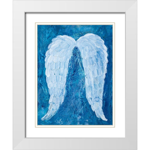 Angel Wings White Modern Wood Framed Art Print with Double Matting by Maria, Robin