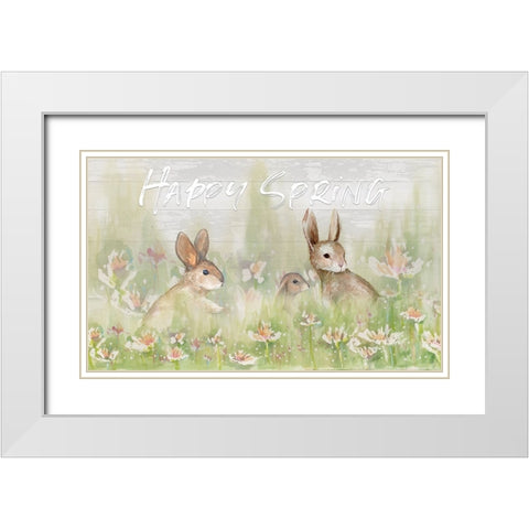 Happy Spring (rectangle) White Modern Wood Framed Art Print with Double Matting by Diannart