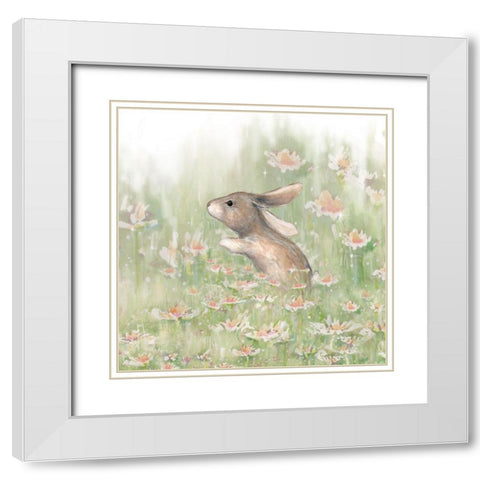 Meadow Visitor II White Modern Wood Framed Art Print with Double Matting by Diannart