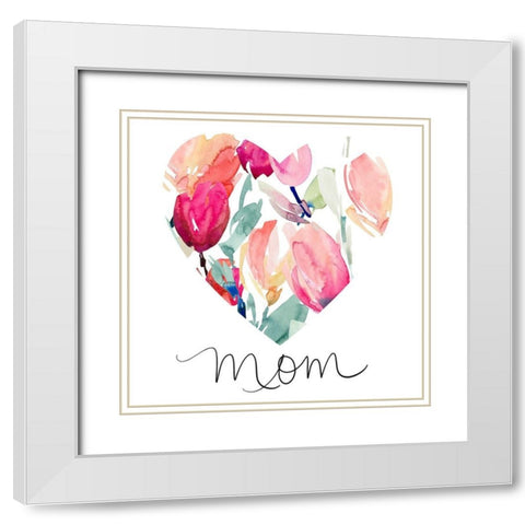 Mom With Tulip Heart White Modern Wood Framed Art Print with Double Matting by Loreth, Lanie