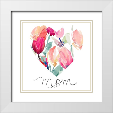 Mom With Tulip Heart White Modern Wood Framed Art Print with Double Matting by Loreth, Lanie